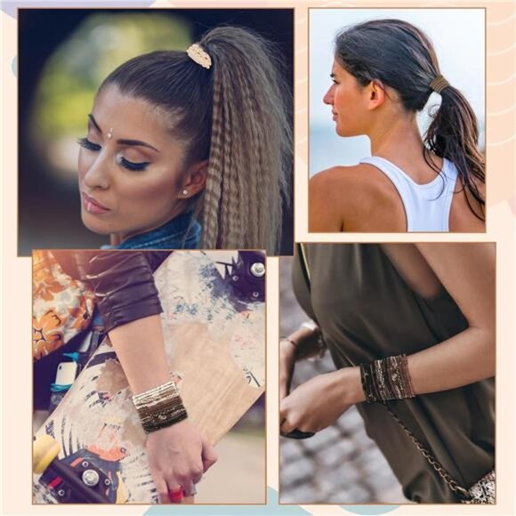 Boho hair ties set 20pcs ponytail holders no damage elastic hair bands for women - Picture 5 of 8